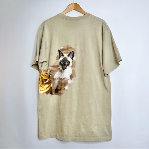 VINTAGE HAZELWOODS 1993 GRAPHIC CAT TEE SHORT SLEEVE 100% COTTON CHATEAU, MO - Picture 2 of 10